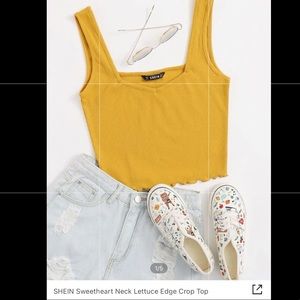 mustard yellow shein crop top